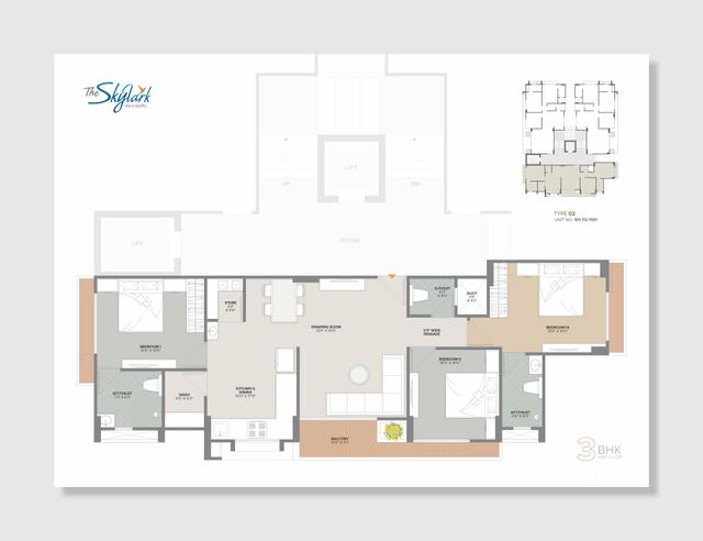 3 BHK 222 Sqyrd Floor Plan