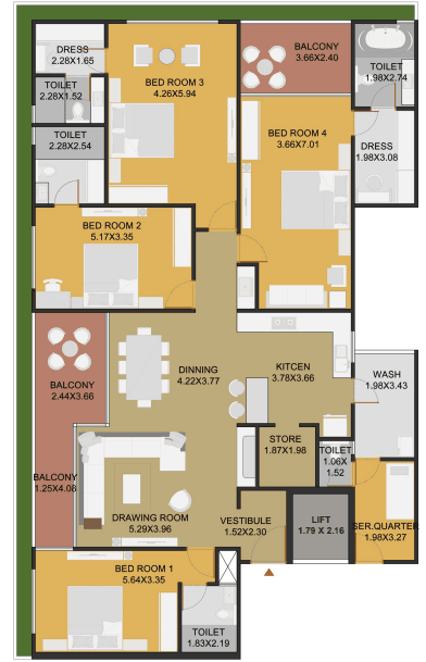 4 BHK Type 1