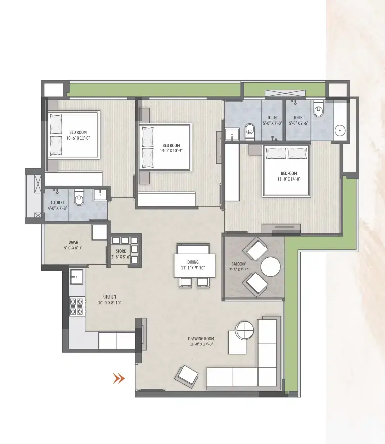 SHARNAM AAYAN 3BHK